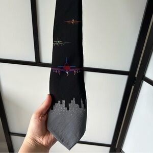 Vintage Rare Vicky Davis New York Airplane Pilot Formal Black Neck Tie